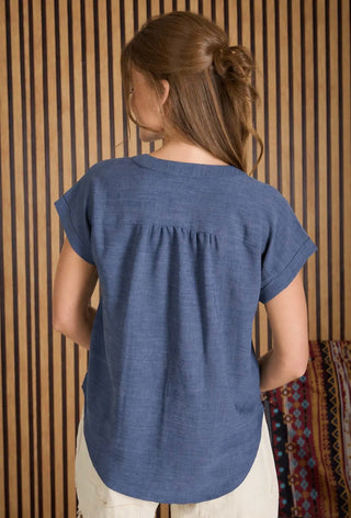 Dark Blue Button Blouse