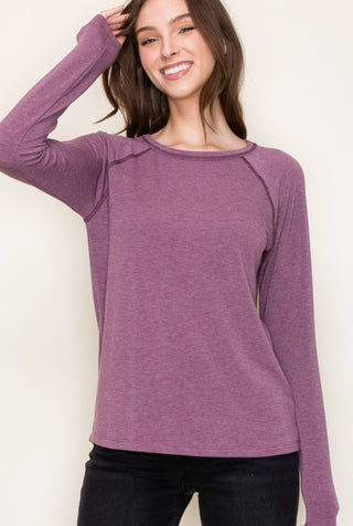 Plum Stitch Detail Top