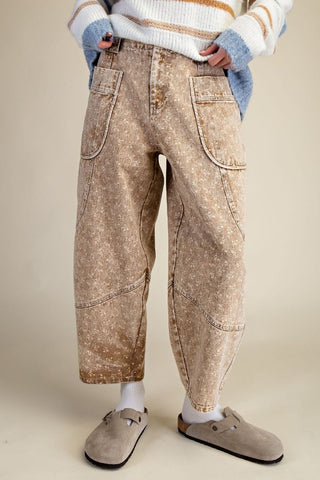Café Floral Barrel Jeans
