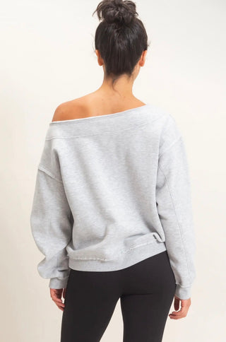 Grey Off Shoulder Sweatshirt