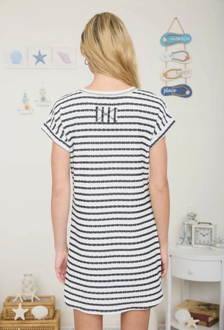 Black Textured Stripe Dress