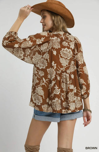 Brown Boho Blouse