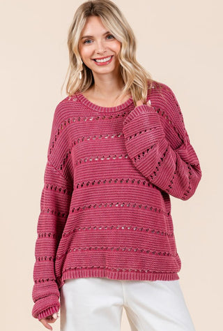 Pointelle Mineral Wash Sweater