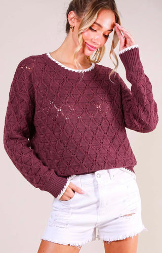 Burgundy Cable Sweater