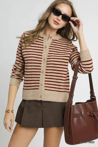 Cranberry Stripe Cardigan