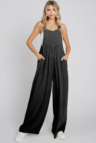 Black Wide Leg Overalls