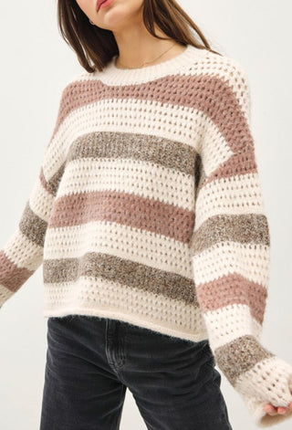 Chunky Crochet Stripe Sweater