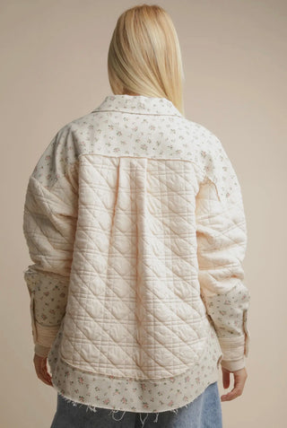 Cream Floral Quilted Jacket