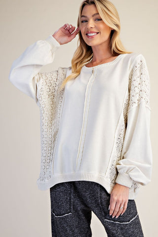 Ecru Crochet Trim Sweatshirt