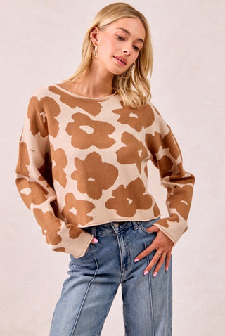 Mocha & Cream Floral Sweater