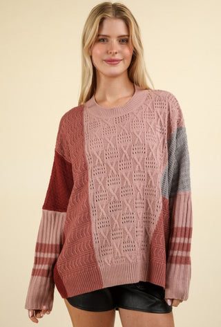 Textured Colorblock Sweater