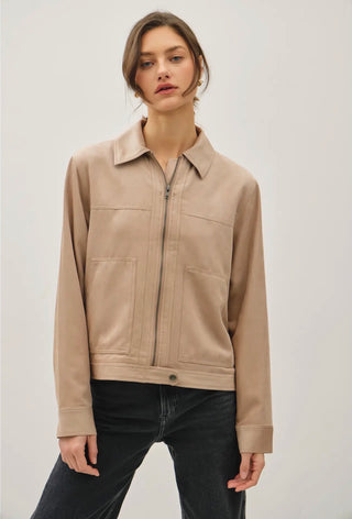 Sueded Utility Zip Jacket