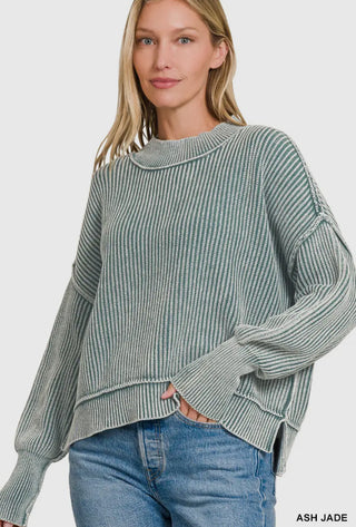 Oversized Jade Ribbed Sweater