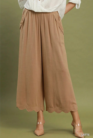 Latte Scallop Hem Linen Pant