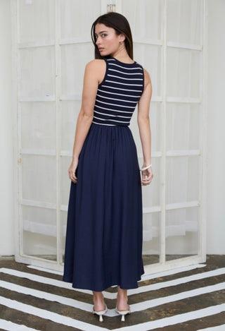 Navy Mix Media Dress