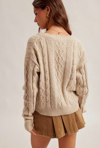 Natural Cable Stitch Cardigan