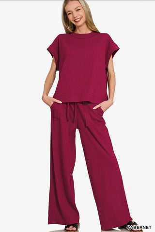 Cabernet Ribbed Soft Knit Pant