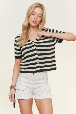 Stripe Knit Button Down