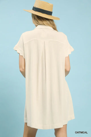 Oatmeal Linen Shirt Dress