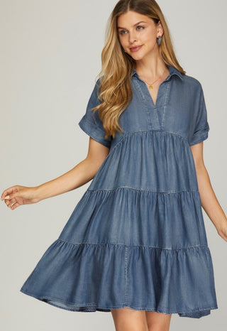 Denim Tiered Dress