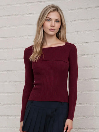 Wine Fold Over Sweater