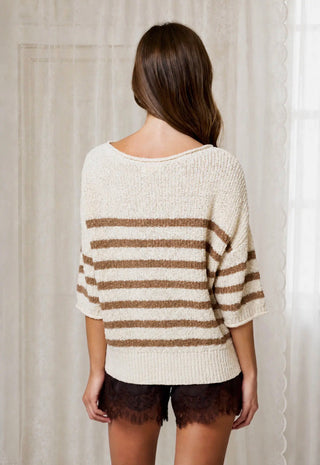 Cream & Mocha Stripe Sweater