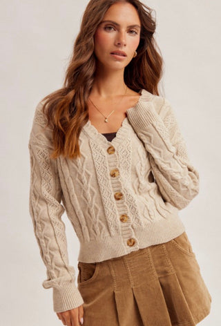 Natural Cable Stitch Cardigan