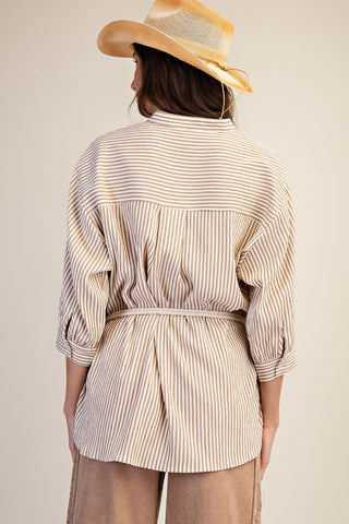 Washed Striped Button Down
