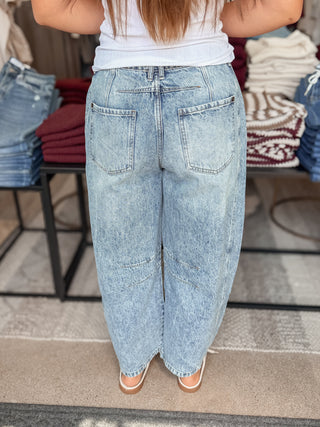 Patchwork Barrel Denim