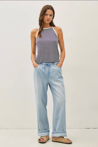 Light Wash Wide Leg Denim