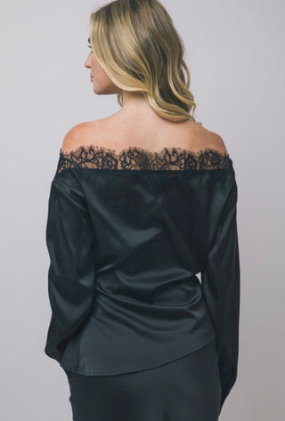Black Lace Trim Blouse