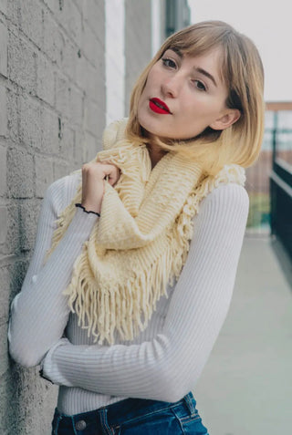 Pointelle Fringe Infinity Scarf