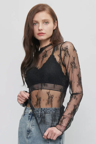 Black Lace Layer Top