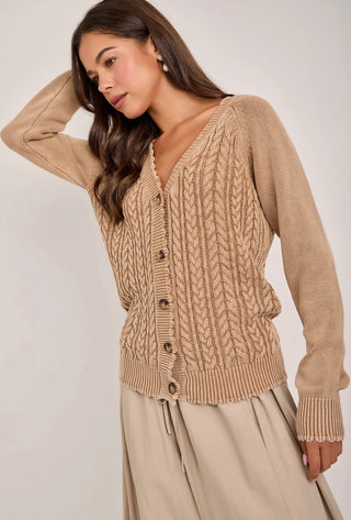 Vintage Wash Cable Cardigan