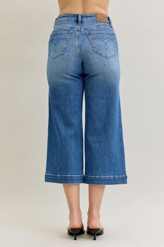 Audrey Mid Rise Wide Leg Crop Denim