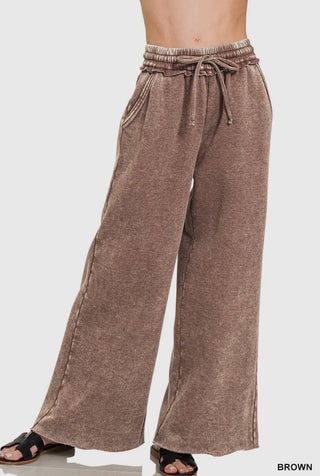 Brown Fleece Wide Leg Pant