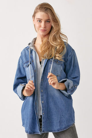 Denim Hoodie Shacket