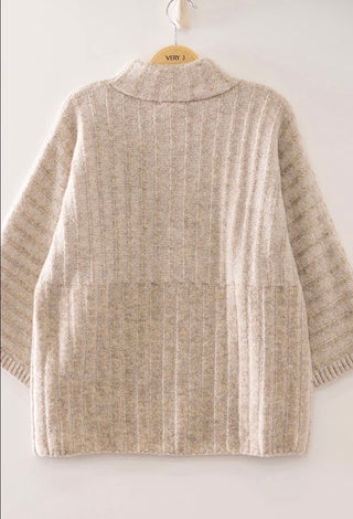 Oatmeal Ribbed Mock Sweater