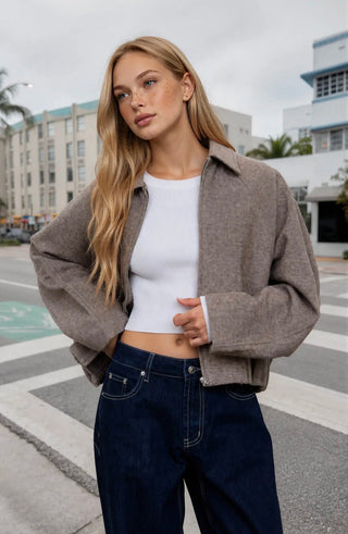Mocha Balloon Hem Jacket