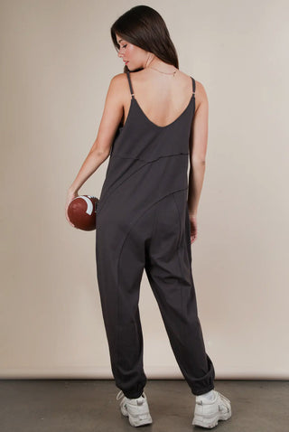 Charcoal Comfy Knit Jumpsuit