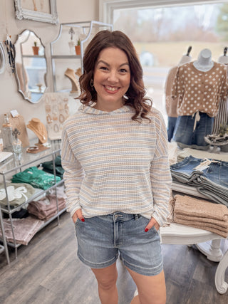 Blue & Cream Stripe Hoodie