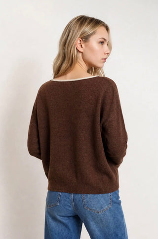 Brown Contrast Sweater