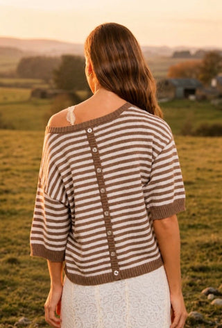 Mocha Stripe Sweater Top