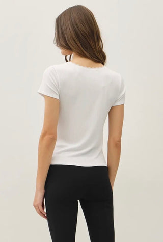 White Lace Trim Tee