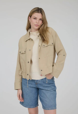 Khaki Drawstring Waist Jacket
