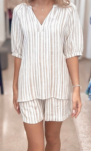Taupe Stripe Short