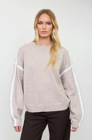 Oatmeal Stitch Trim Sweater