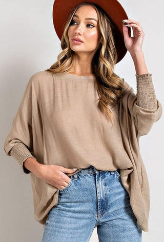 Oatmeal Linen Dolman Top