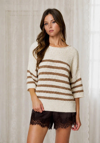 Cream & Mocha Stripe Sweater
