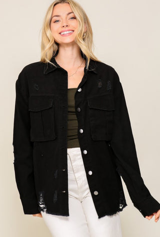 Black Distressed Denim Jacket
